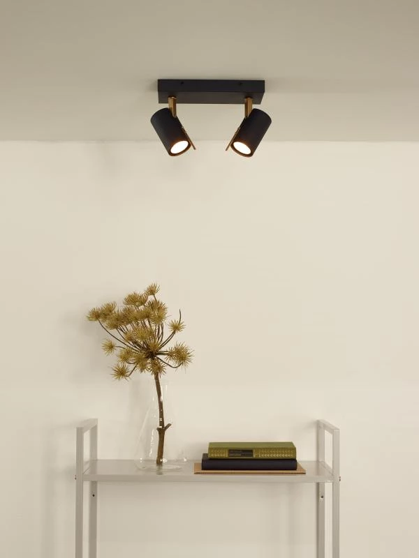 Lucide GRONY - Ceiling spotlight - LED Dim to warm - GU10 - 2x5W 2200K/3000K - Black - atmosphere 1